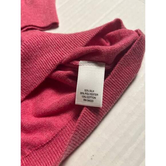 Banana Republic Womens V-Neck Medium Silk Blend Raspberry Pink pullover sweater - Picture 6 of 11